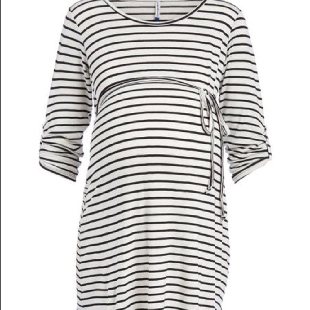 Black and white striped maternity top